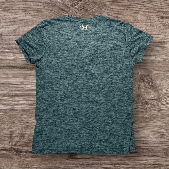 Under Armour Small Women's HeatGear Activewear Performance Teal V-Neck Tee - Picture 3 of 3